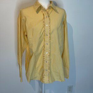Lands End Yellow and White Ruffle Oxford Shirt size 16W
